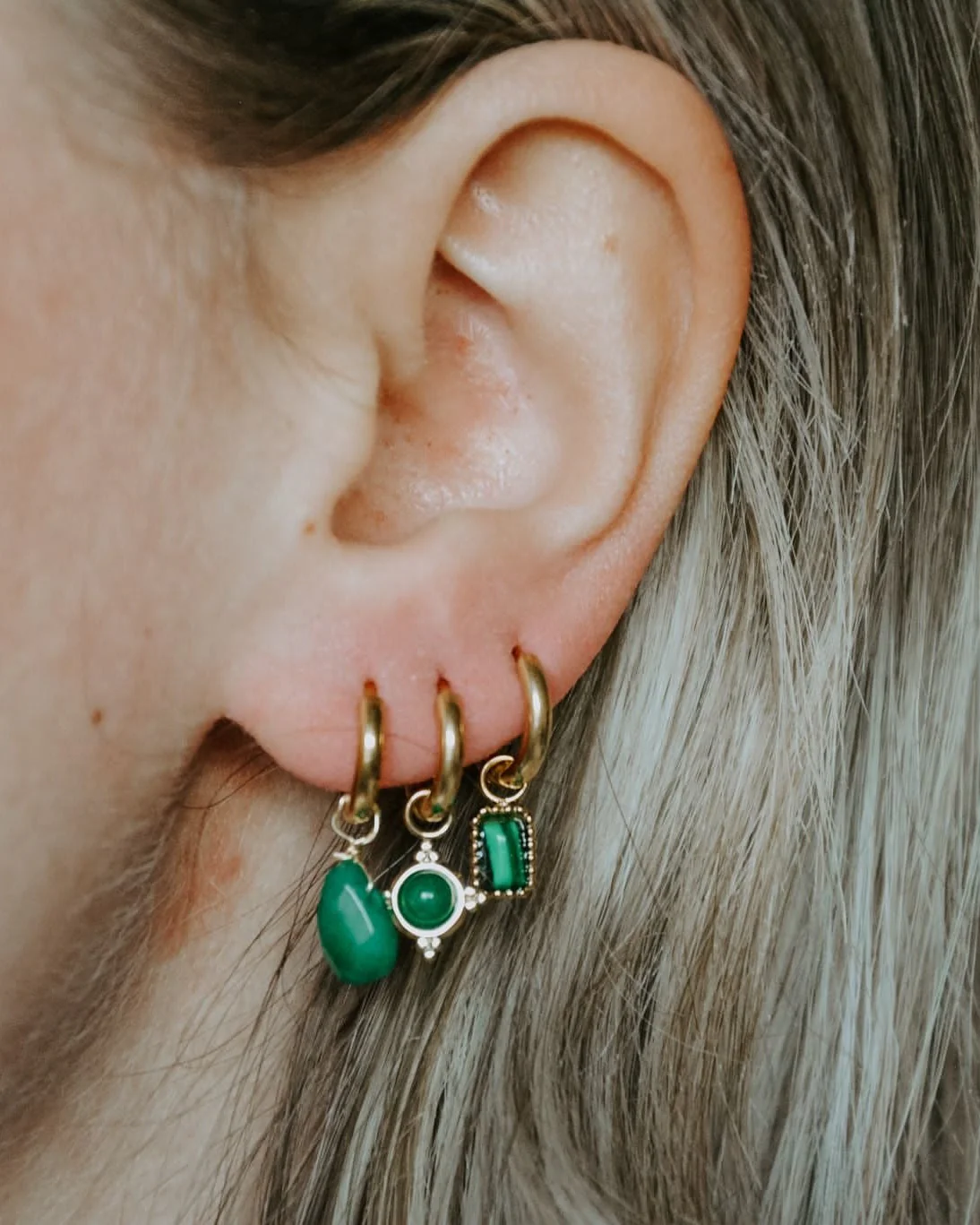 Aline - Boucles d'oreilles - Pierre naturelle - Acier inoxydable - Image 4