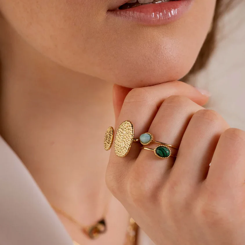 Bea - Bague - Pierre naturelle - Acier inoxydable - Ajustable - Image 2