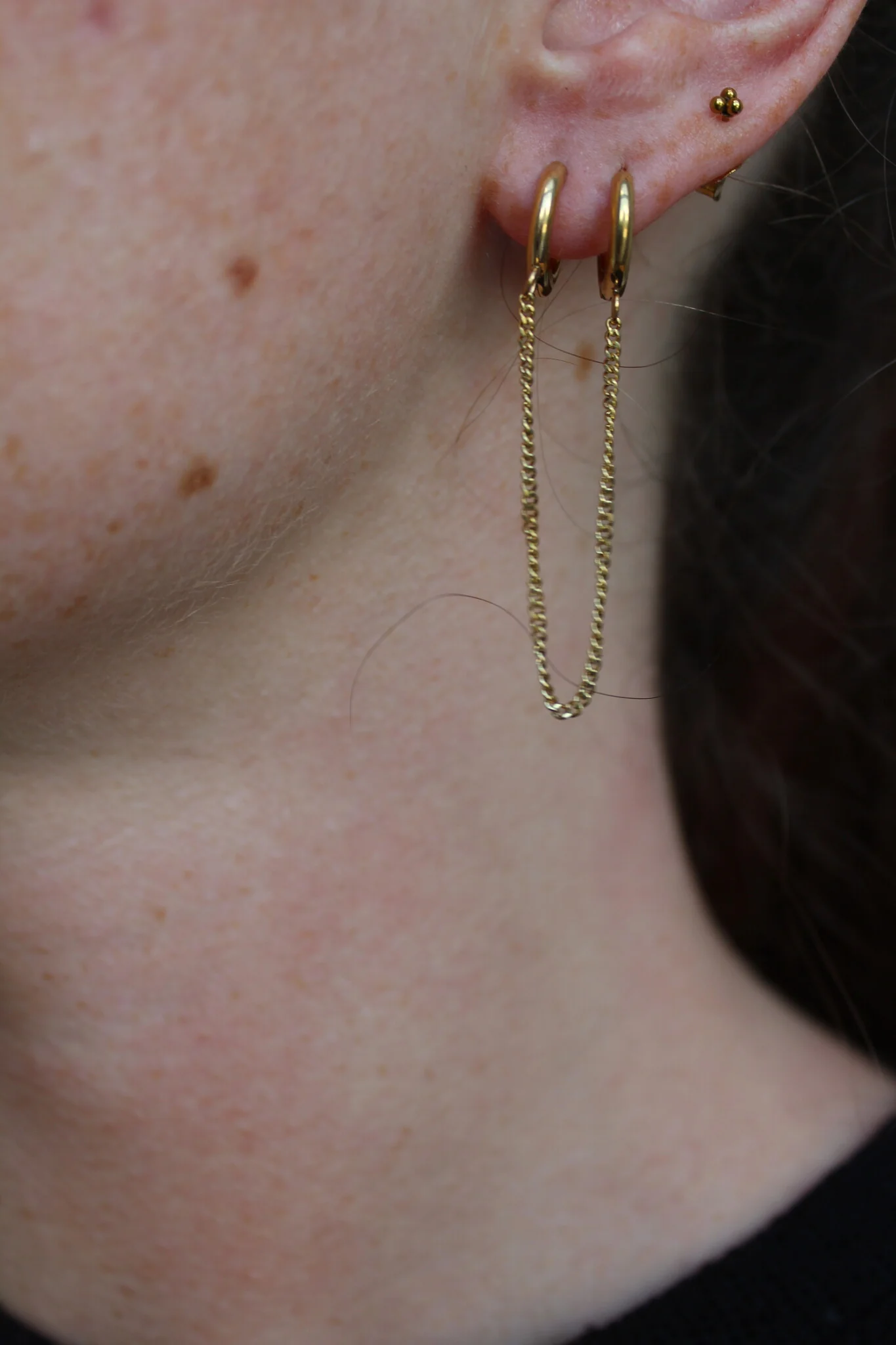 Chain - Double boucle d'oreille - Acier inoxydable - Image 3