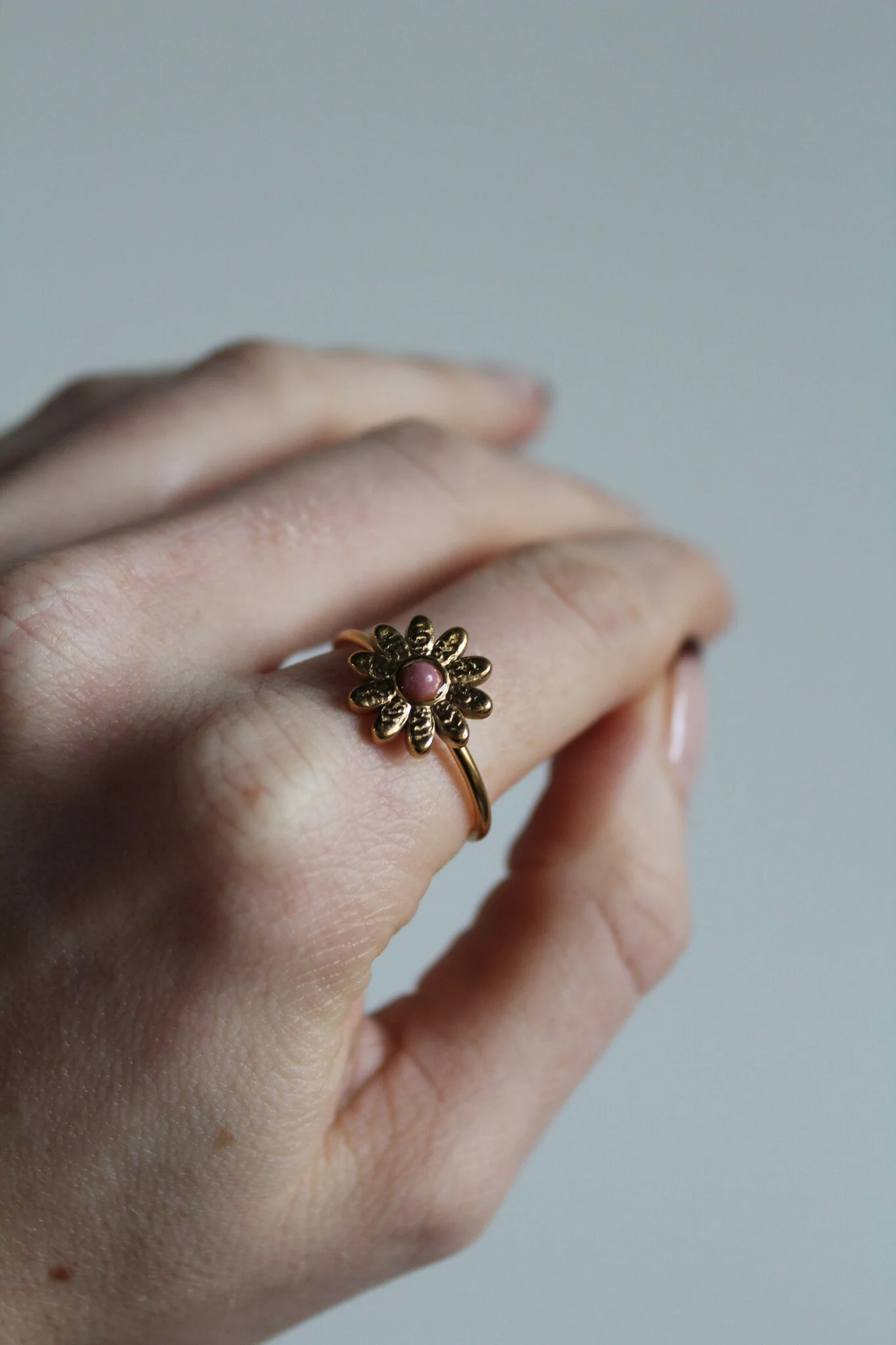 Marguerite - Bague - Pierre naturelle - Acier inoxydable - Ajustable - Image 9