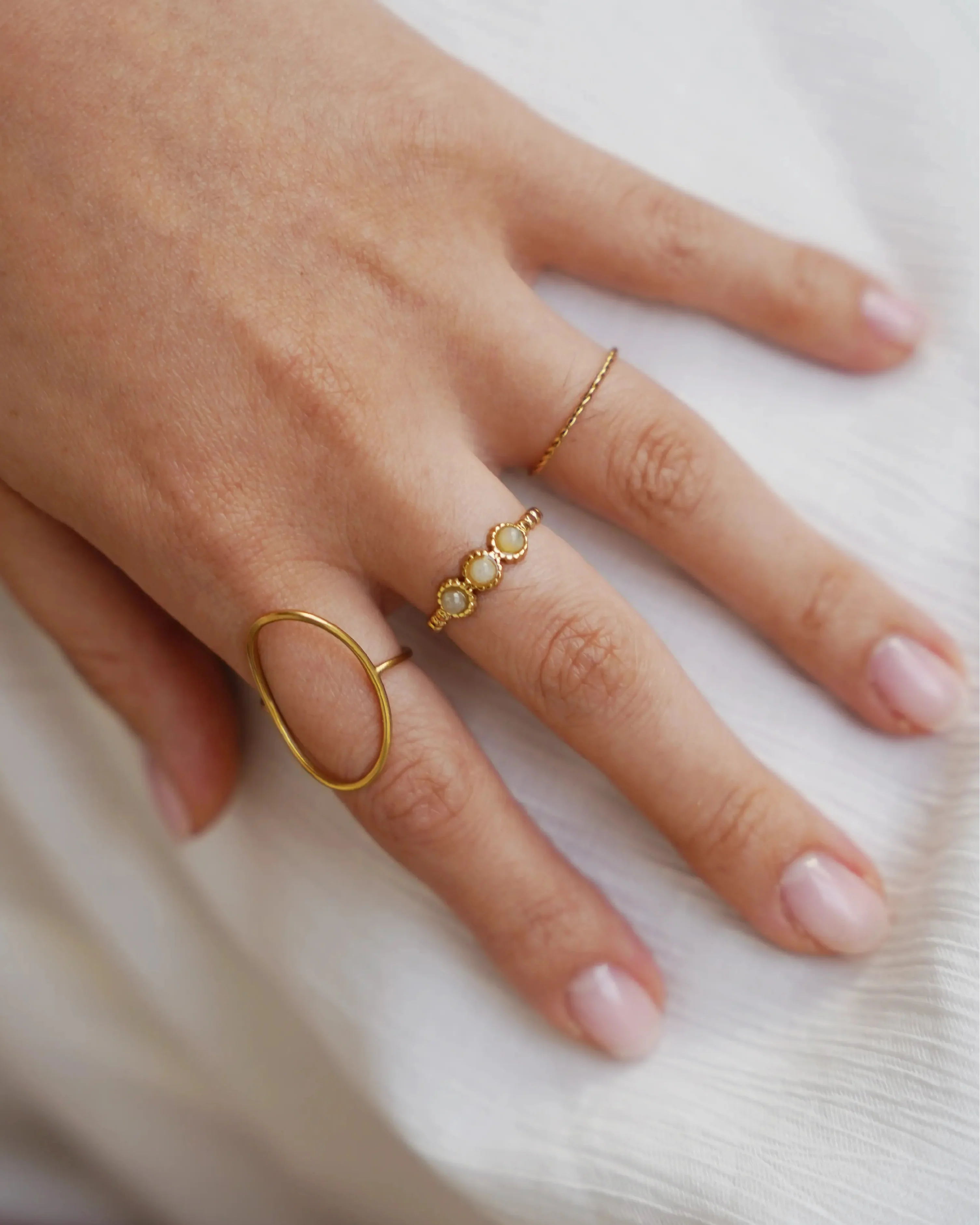 Demi - Bague - Pierre naturelle - Acier inoxydable - Ajustable - Image 5