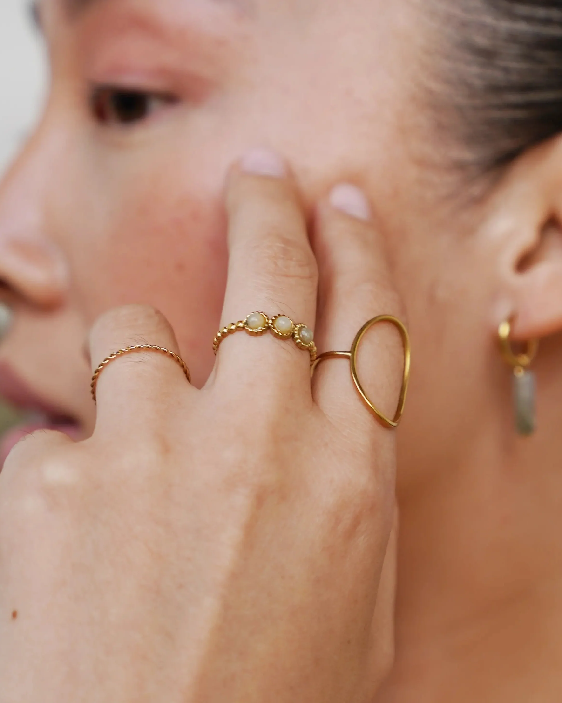 Demi - Bague - Pierre naturelle - Acier inoxydable - Ajustable - Image 6