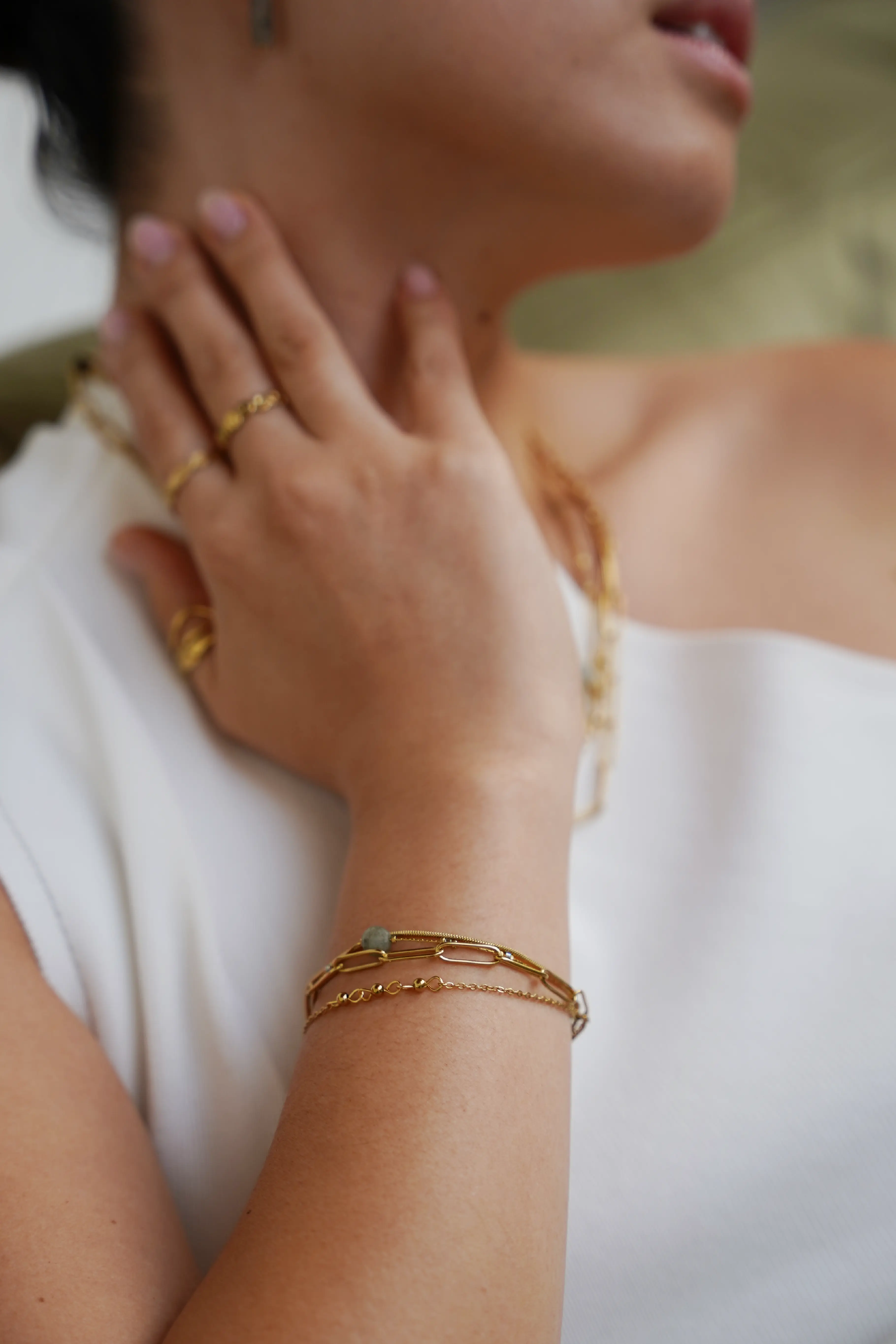 Eloise - Bracelet - Pierre naturelle - 4 couches - Acier inoxydable - Image 4