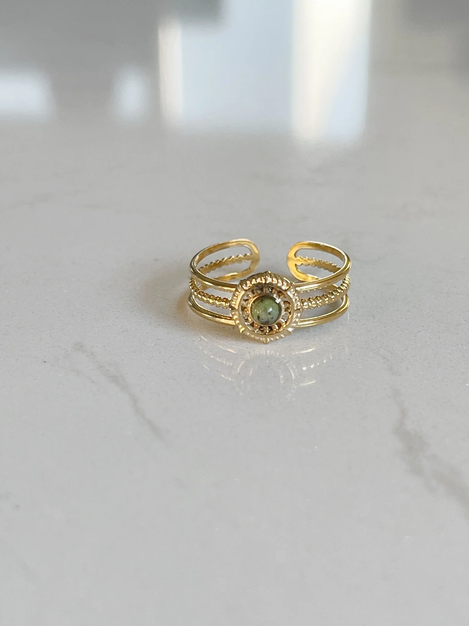Francis - Bague - Pierre naturelle - Acier inoxydable - Ajustable - Image 4