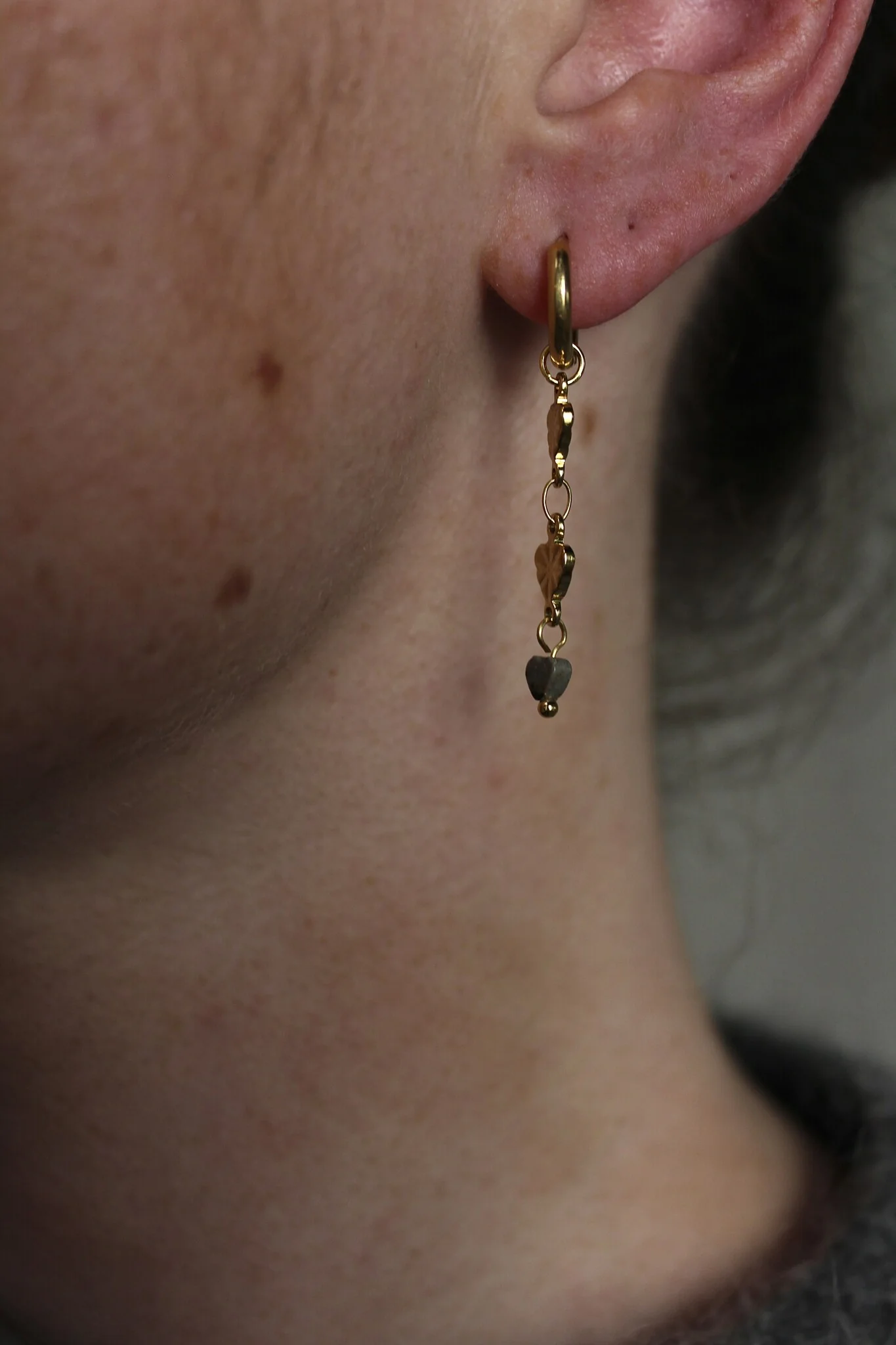 Hearts - Boucles d'oreilles - Pierre naturelle - Acier inoxydable - Image 2