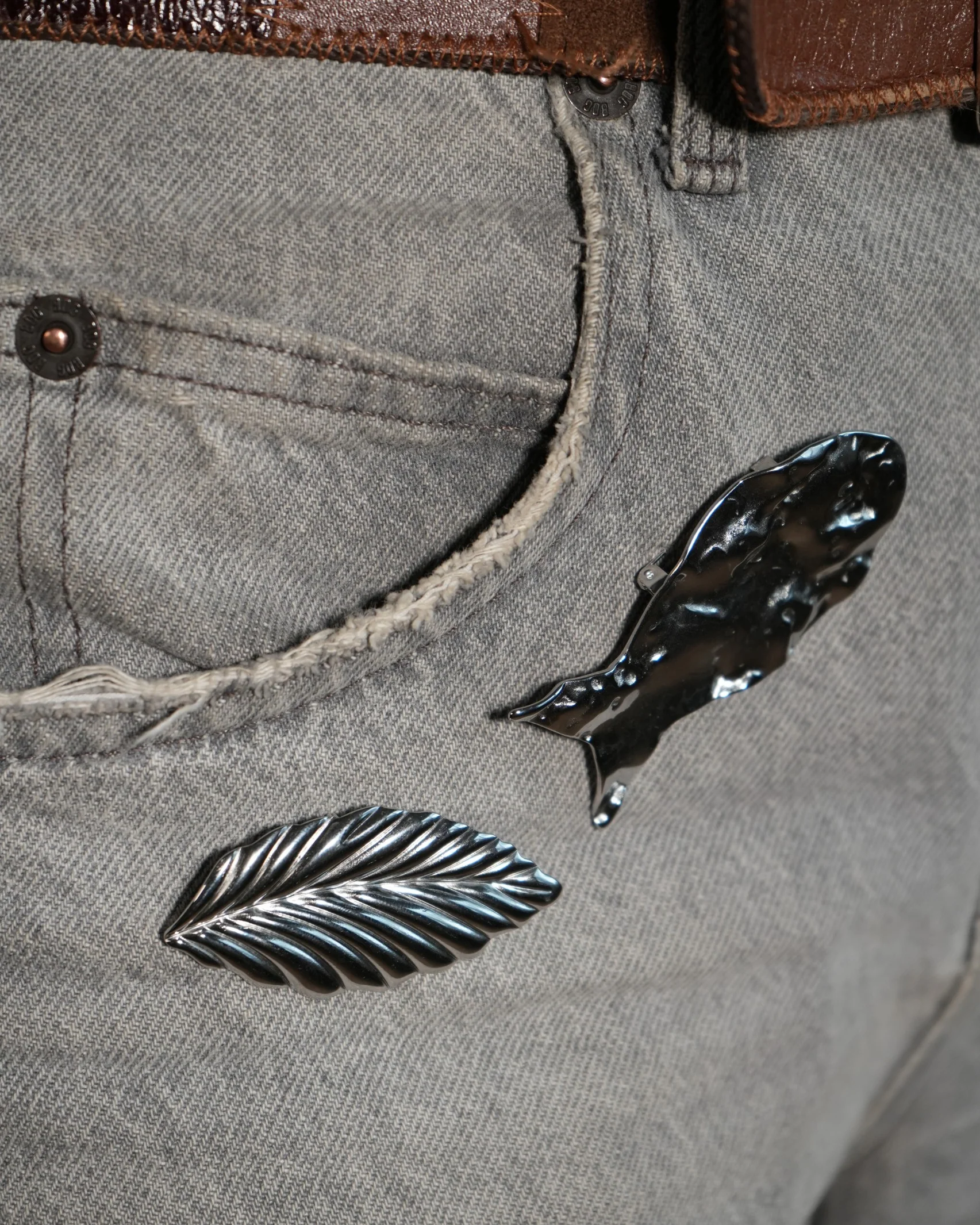 Feuilles - Broche - Acier Inoxydable - Image 4