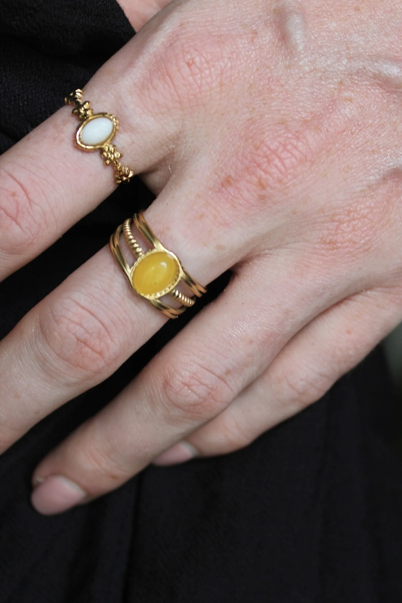 Lise - Bague - Pierre naturelle - Acier inoxydable - Ajustable - Image 2