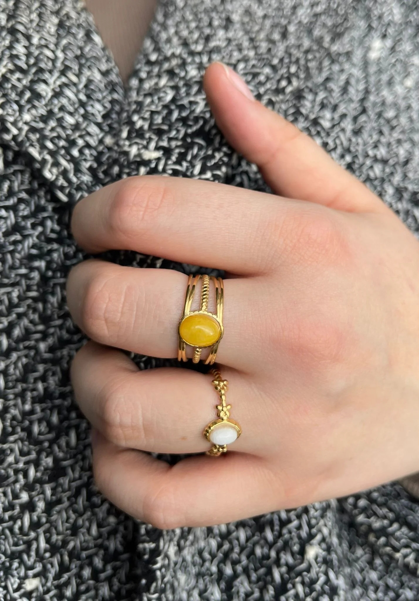 Lise - Bague - Pierre naturelle - Acier inoxydable - Ajustable - Image 4