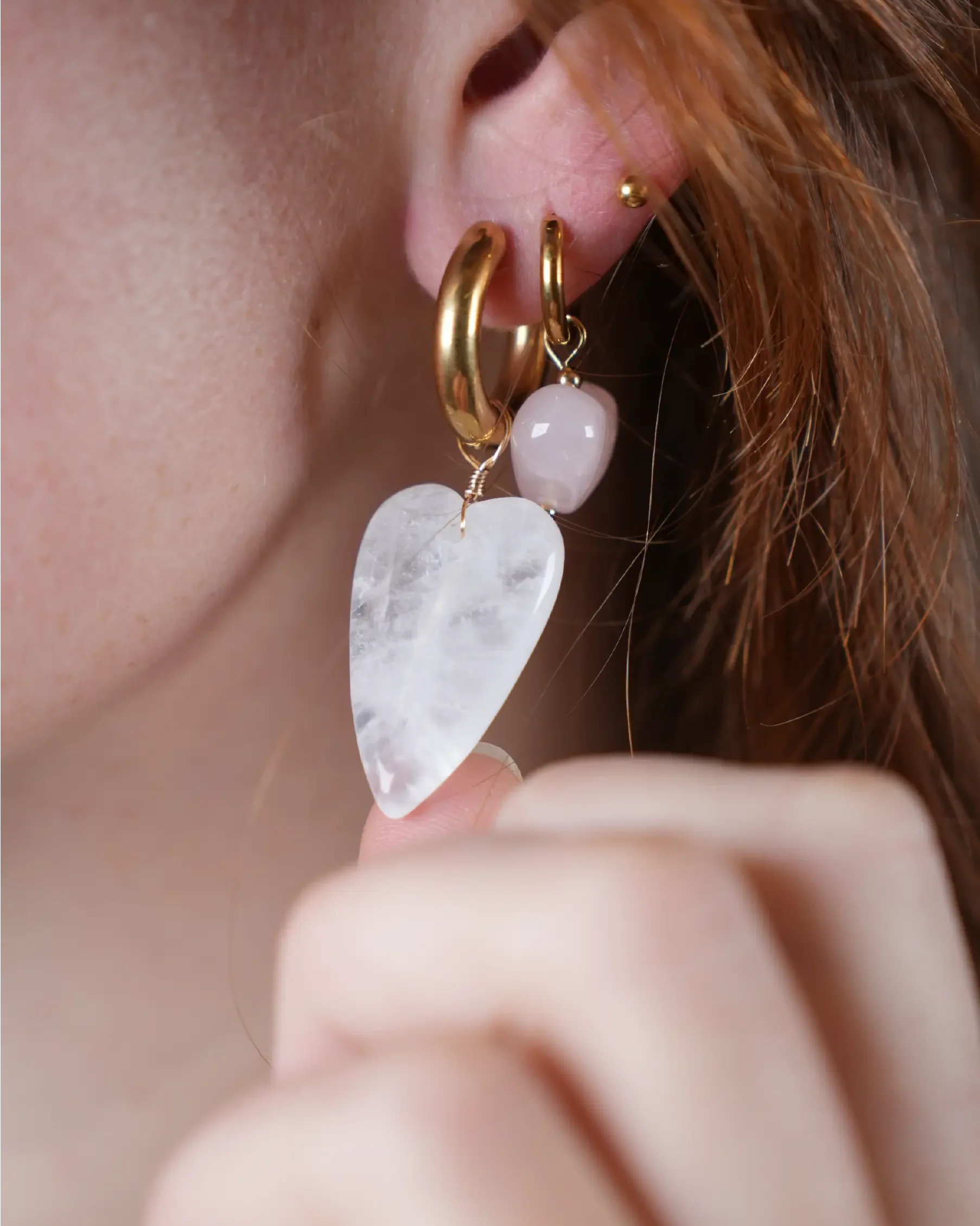 Louna - Boucles d'oreilles - Pierre naturelle - Acier inoxydable - Image 2