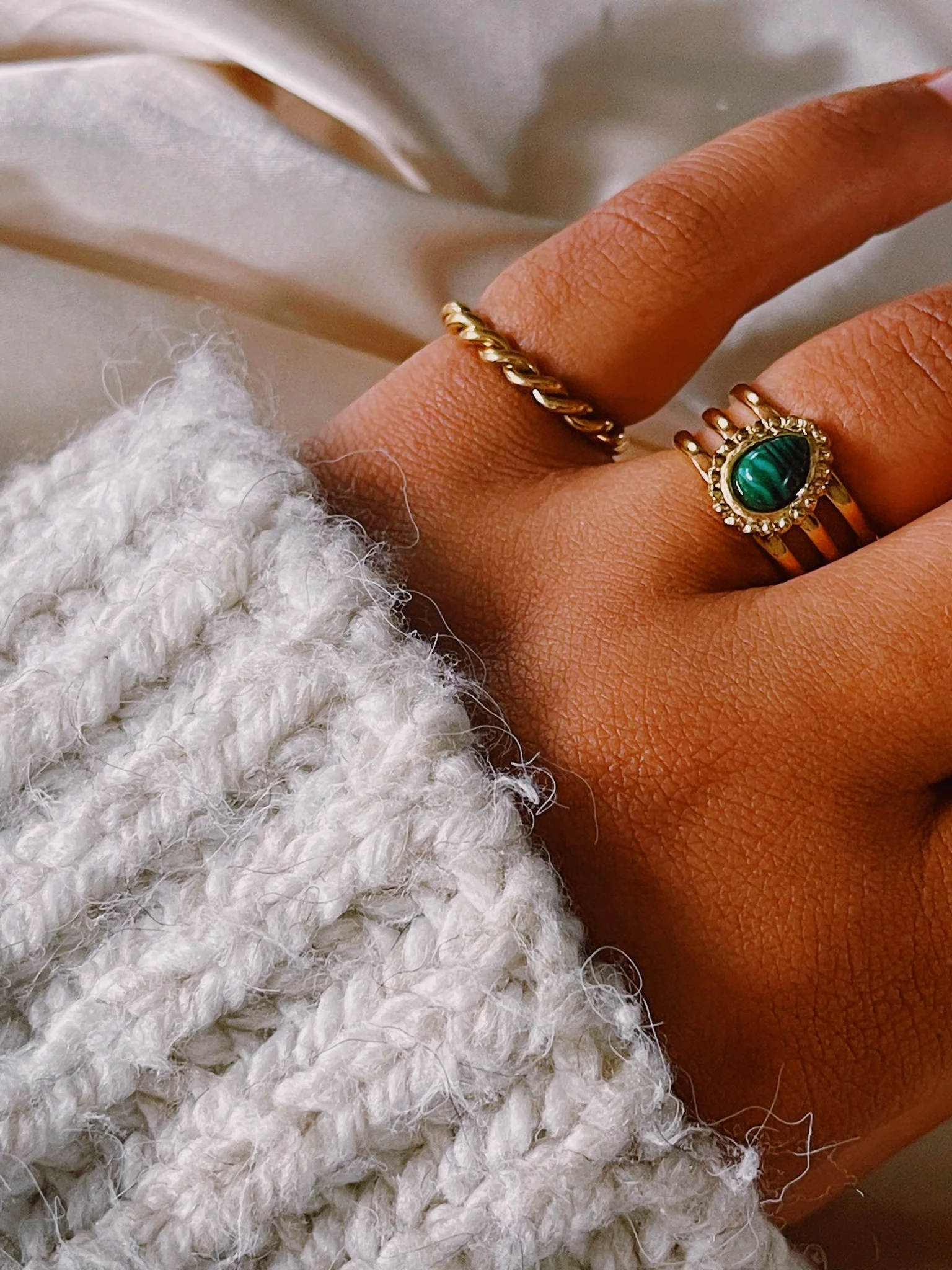 Menthe - Bague - Pierre naturelle - Acier inoxydable - Ajustable - Image 5