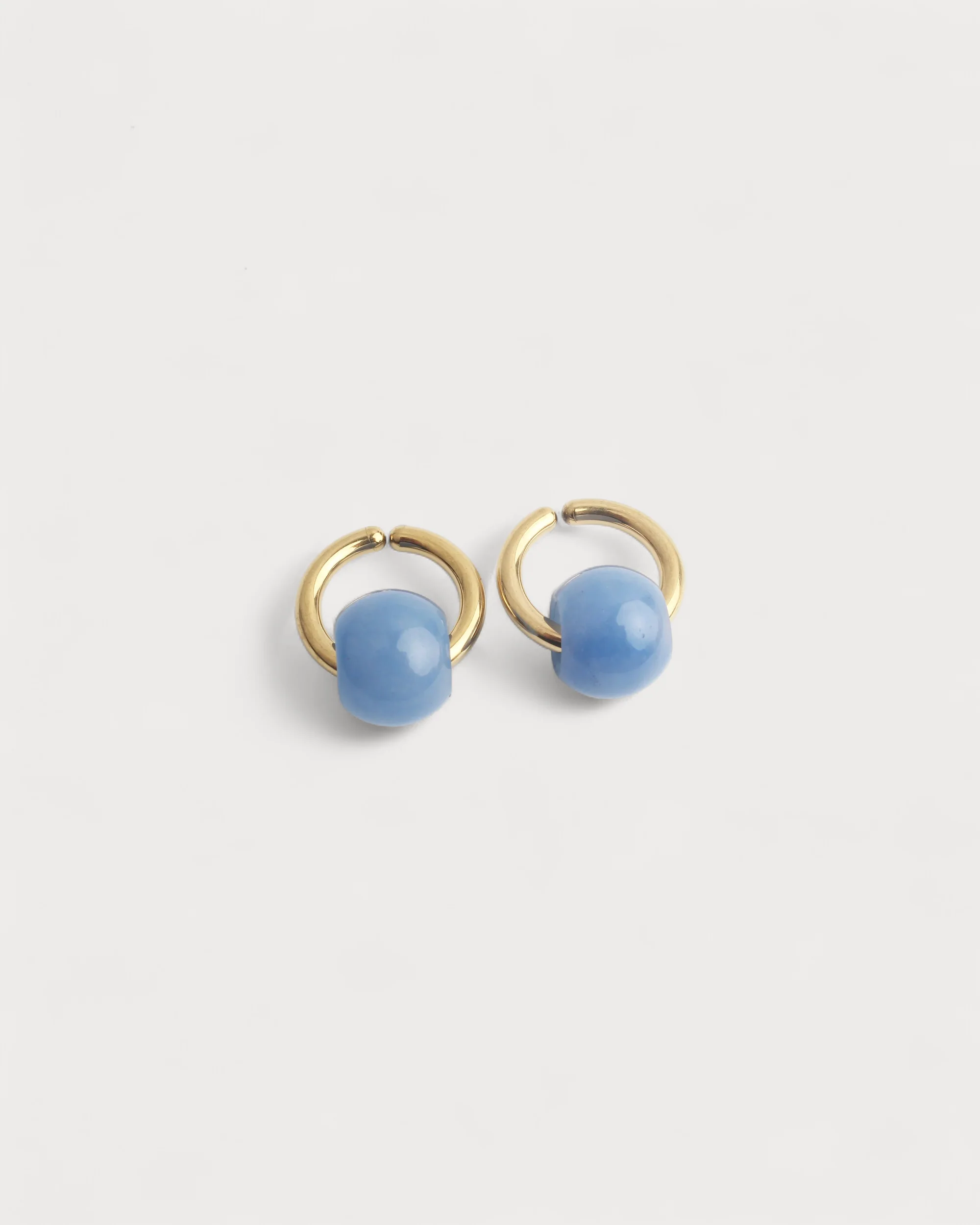 Merza - Boucles d'oreilles - Clips - Pierre naturelle - Acier inoxydable - Image 8