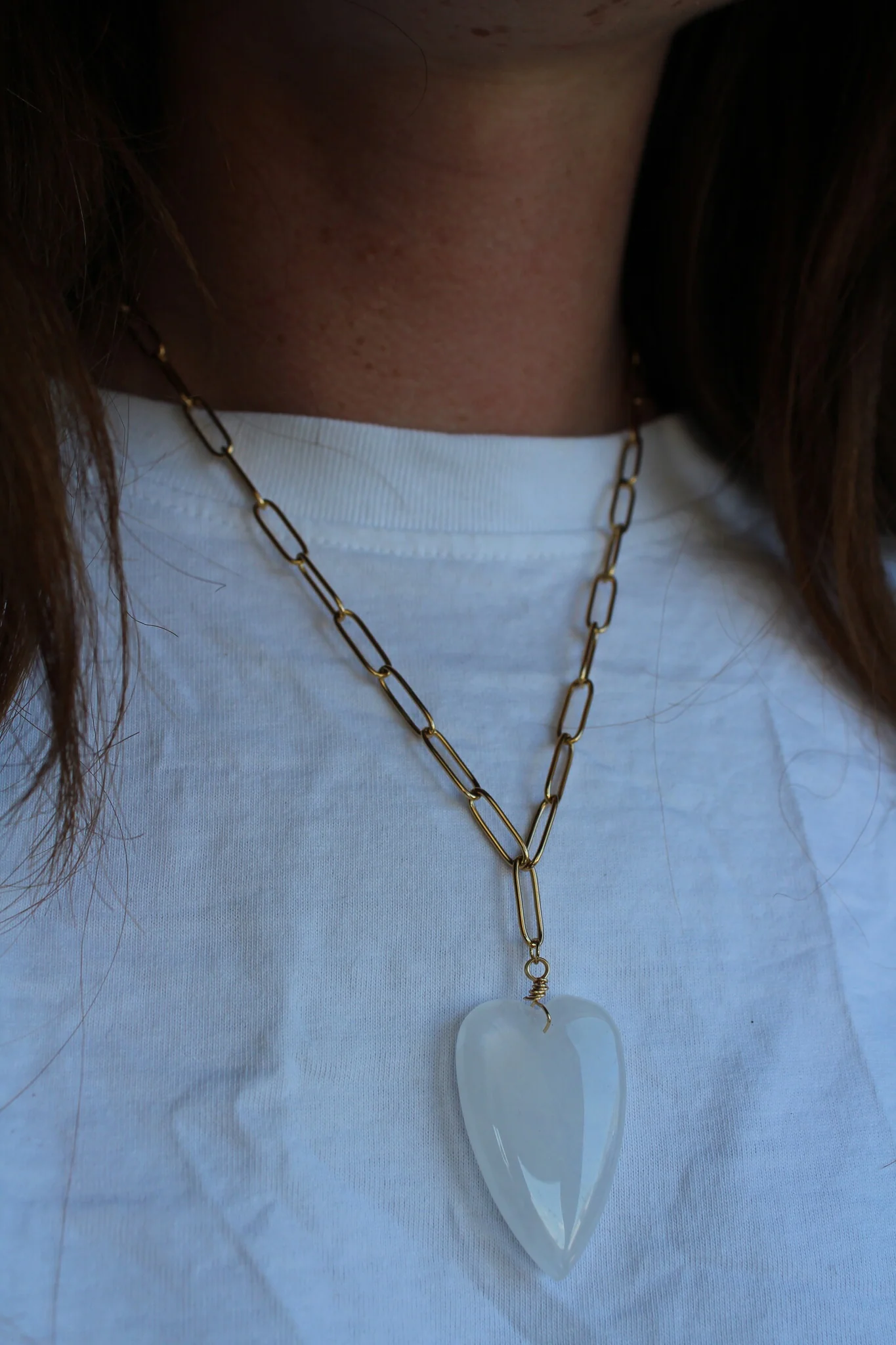Natural Stone Heart - Collier - Pierre naturelle - Acier inoxydable - Image 10