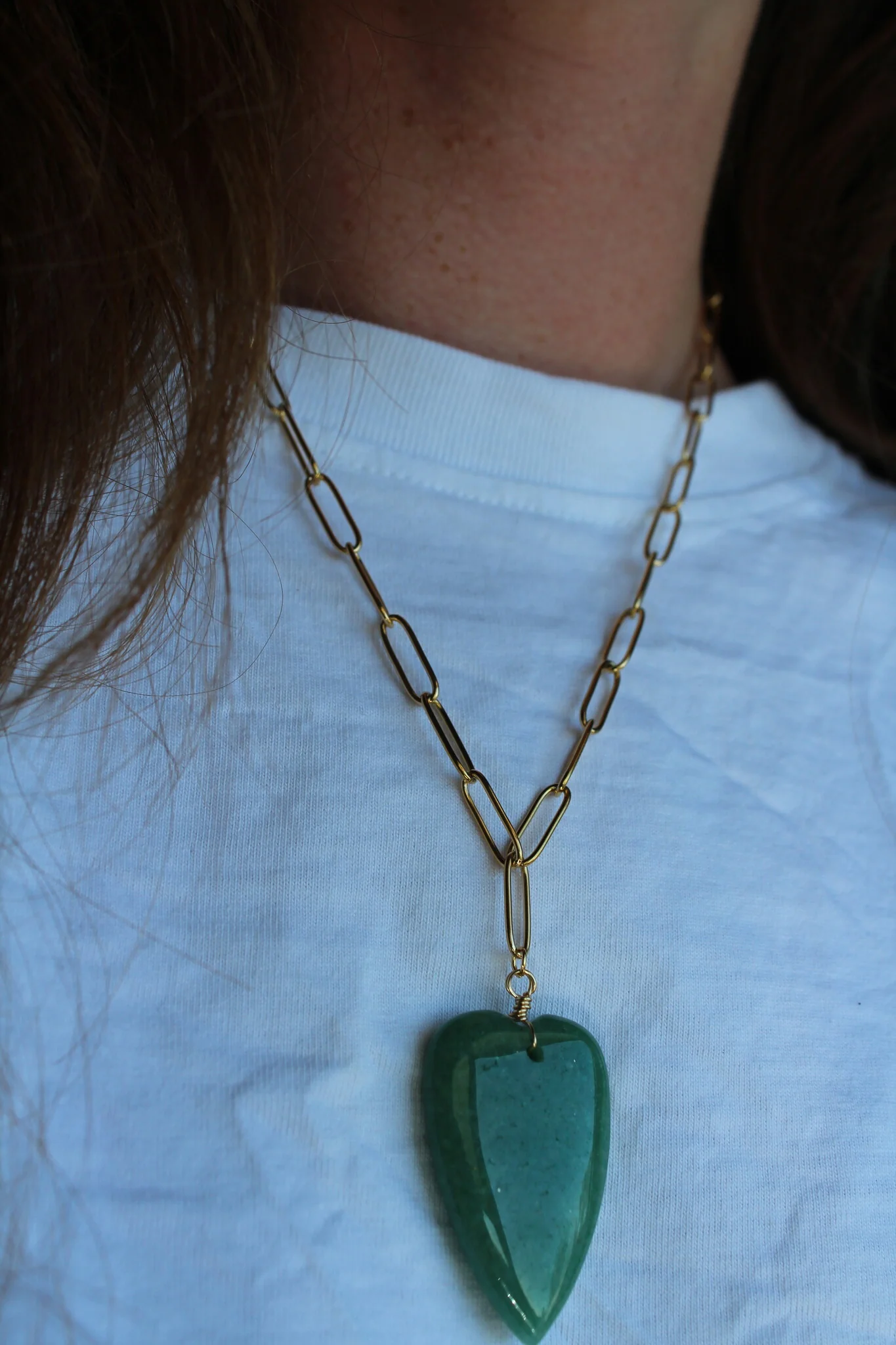 Natural Stone Heart - Collier - Pierre naturelle - Acier inoxydable - Image 4