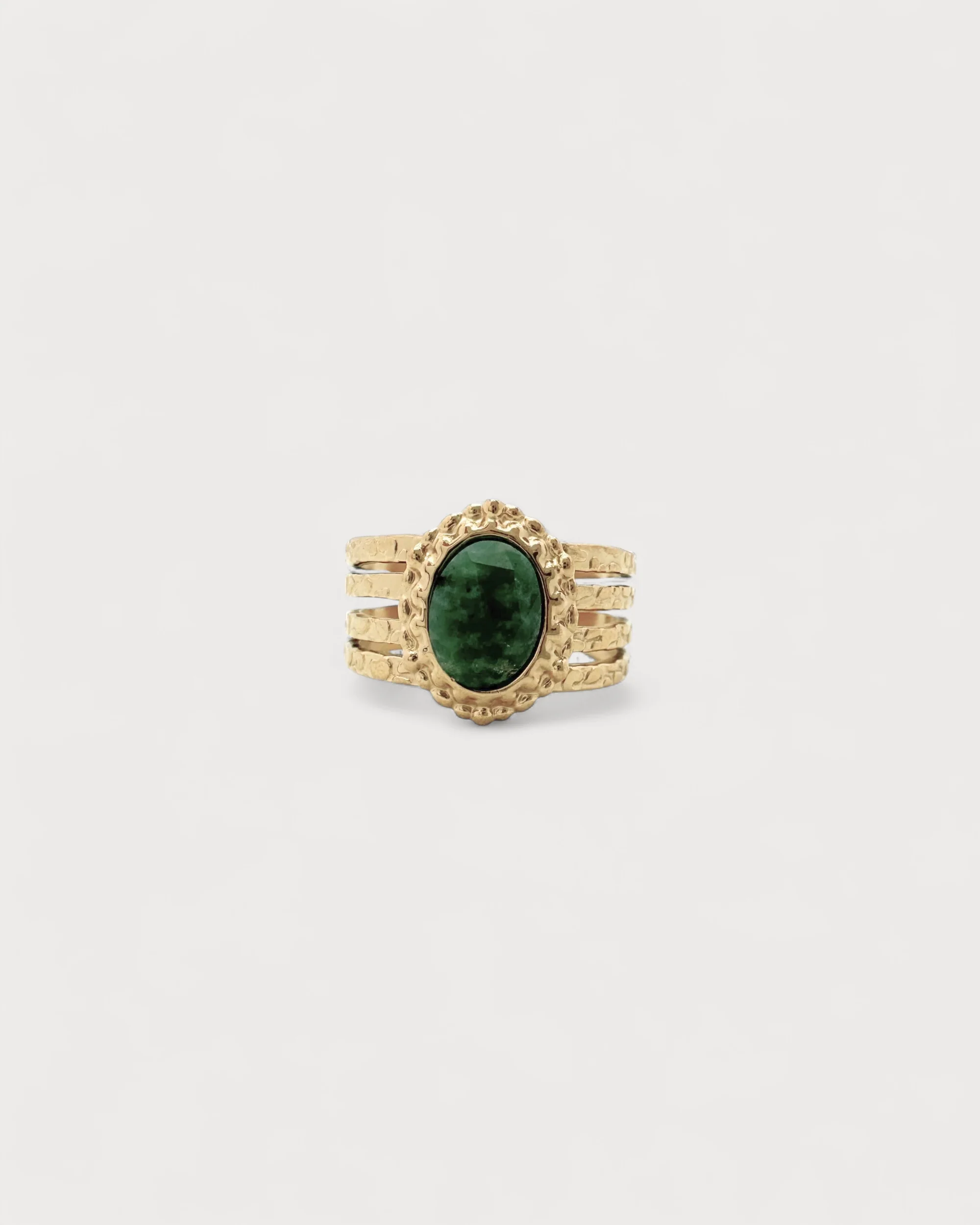 Rana - Bague - Pierre naturelle -  Acier inoxydable - Ajustable