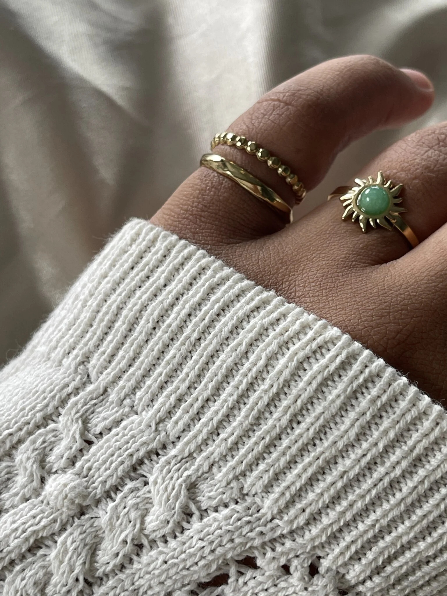 Tournesol - Bague - Acier inoxydable - Ajustable - Pierre naturelle - Image 2
