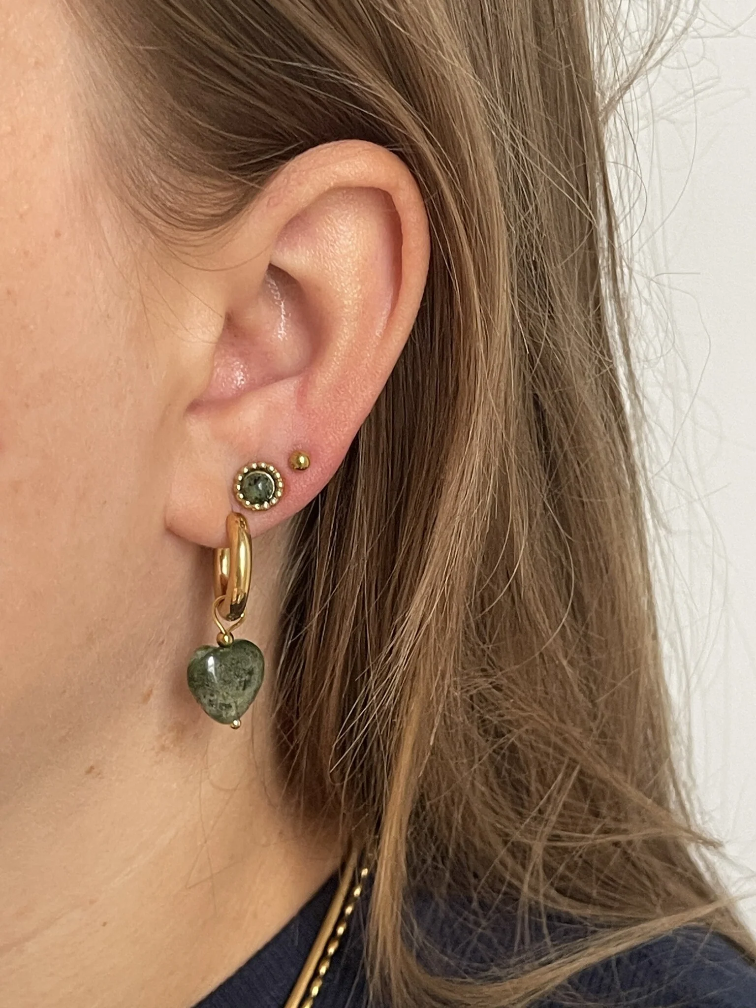 Tara - Stud - Pierre naturelle - Boucles d'oreilles - Acier inoxydable - Image 4
