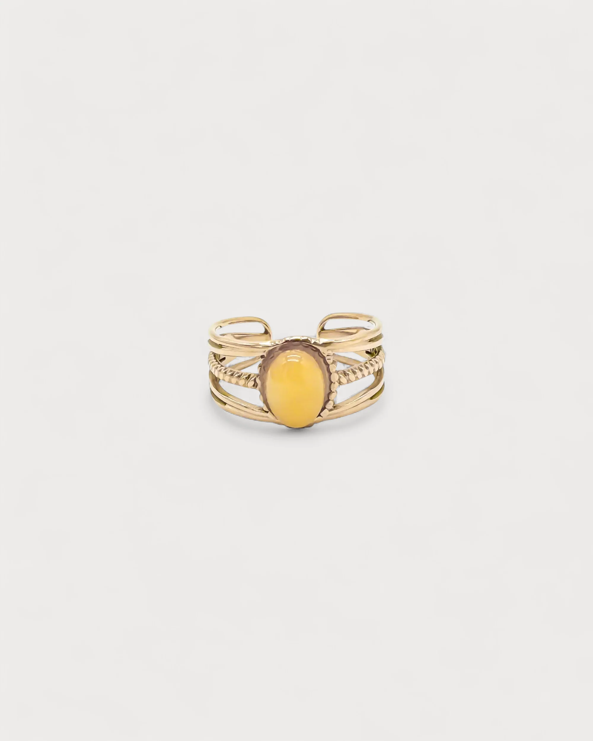 Varia - Bague - Pierre naturelle - Acier inoxydable - Ajustable
